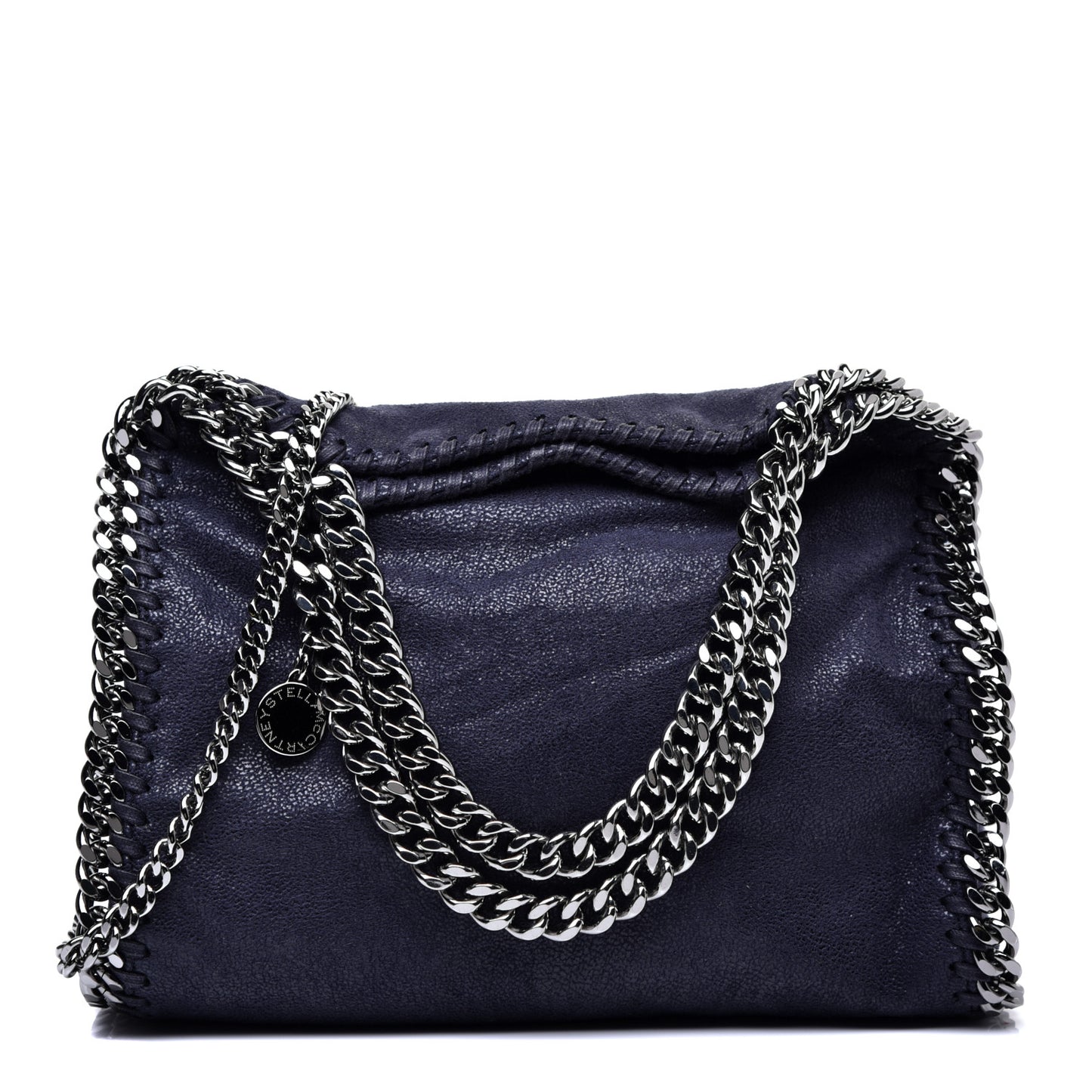 Shaggy Deer Mini Falabella Fold Over Tote Navy
