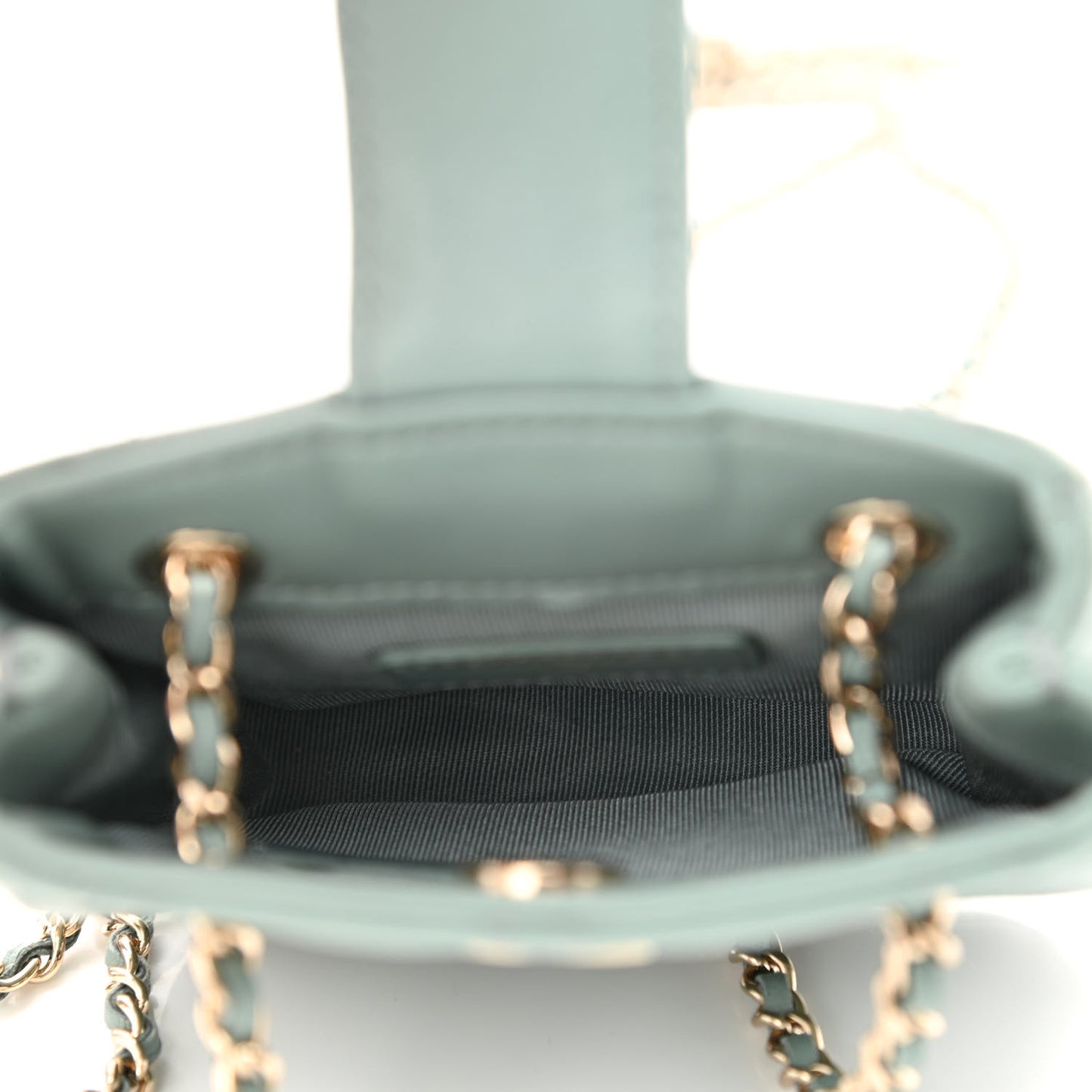 Lambskin Quilted Tiny Shopping Clutch With Chain Light Blue