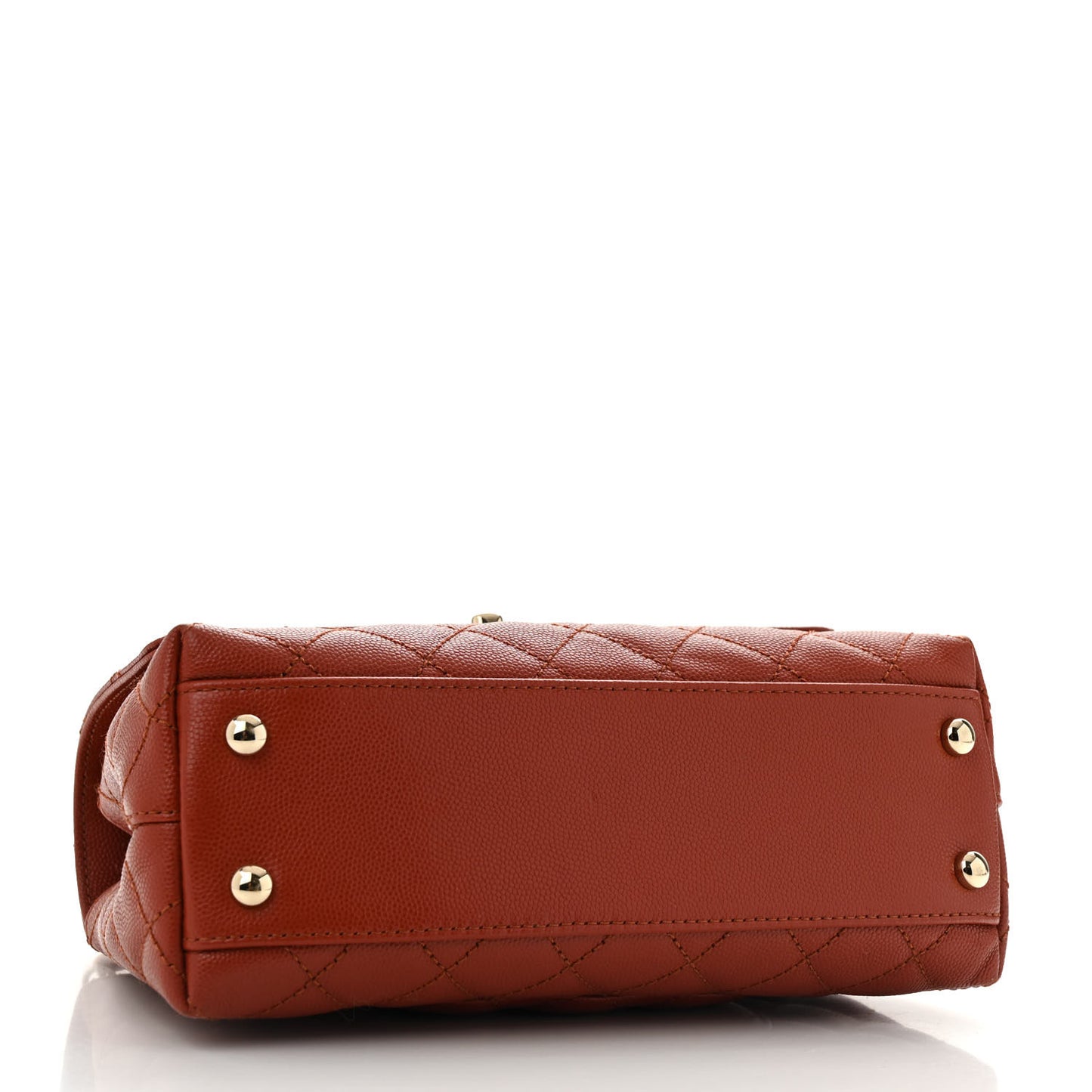 Caviar Quilted Mini Coco Handle Flap Dark Orange