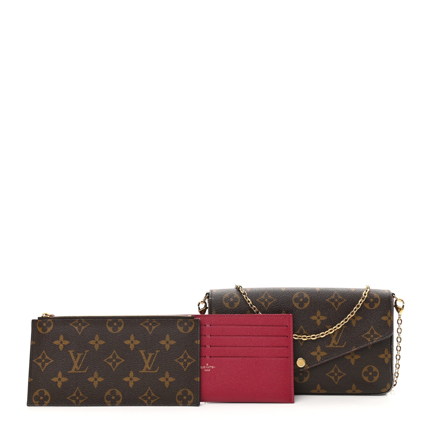 Monogram Pochette Felicie Chain Wallet Fuchsia