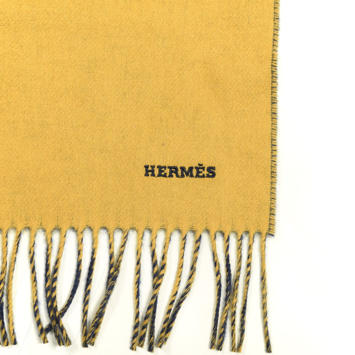 Cashmere Recto Verso Muffler Jaune Ocre Ocean