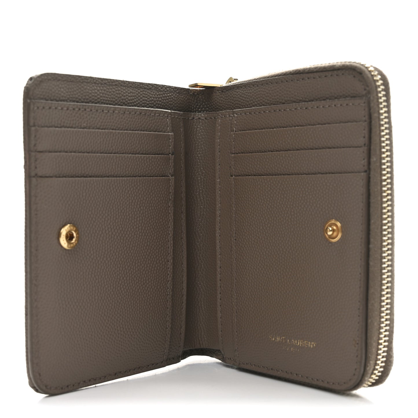 Grain De Poudre Matelasse Chevron Monogram Compact Zip Around Wallet Dark Latte