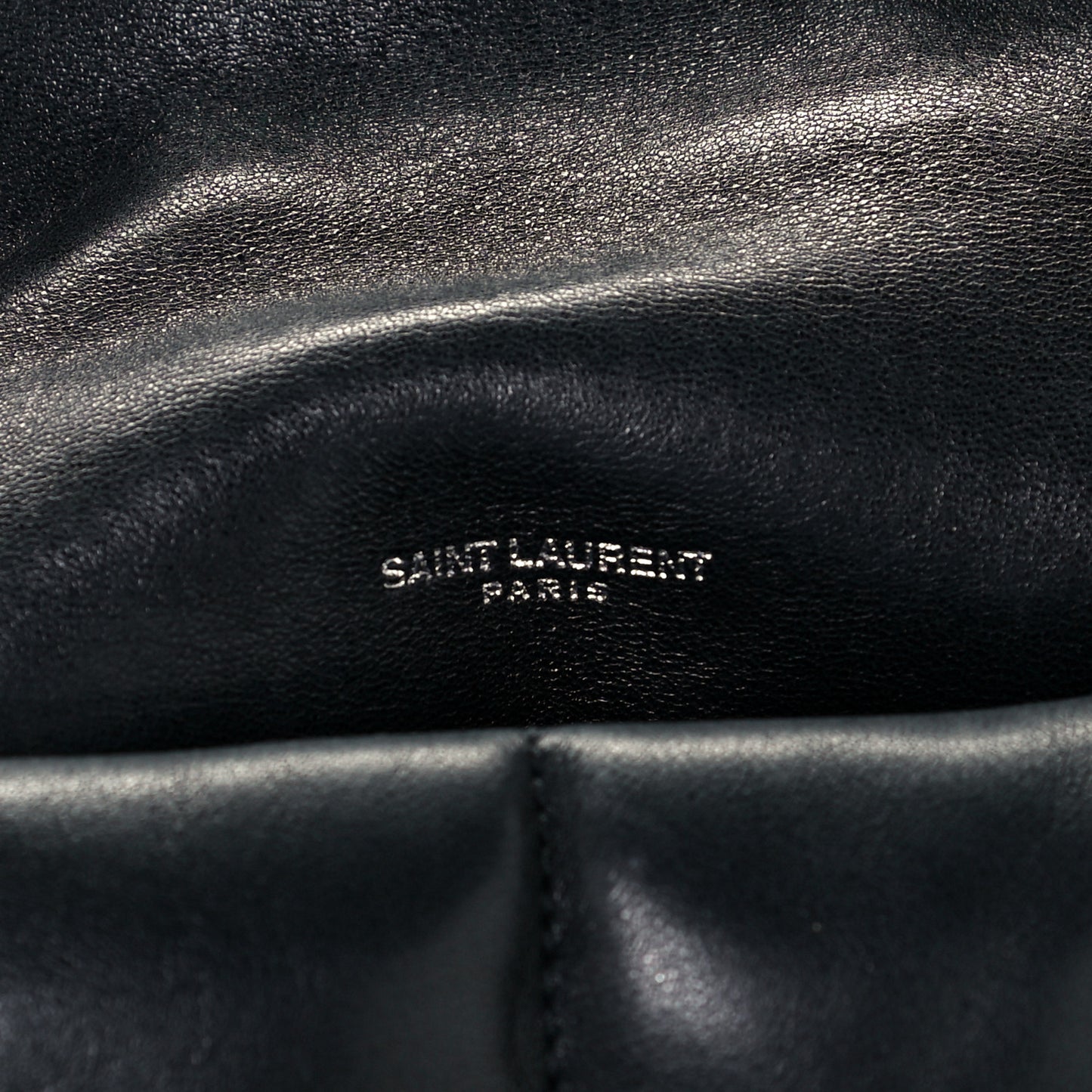 Lambskin Quilted Small Loulou Puffer Monogram Chain Satchel Black