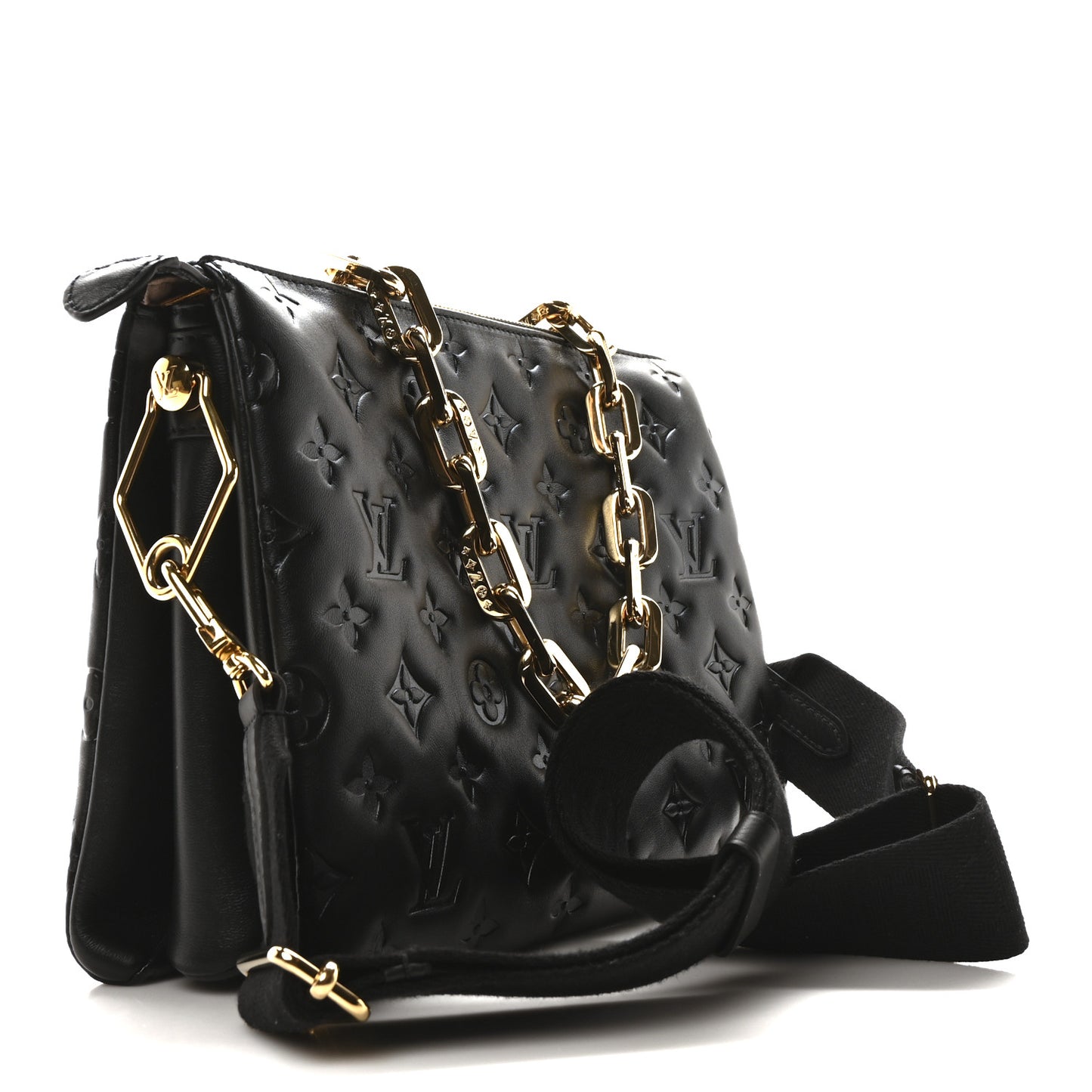 Lambskin Embossed Monogram Coussin PM Black