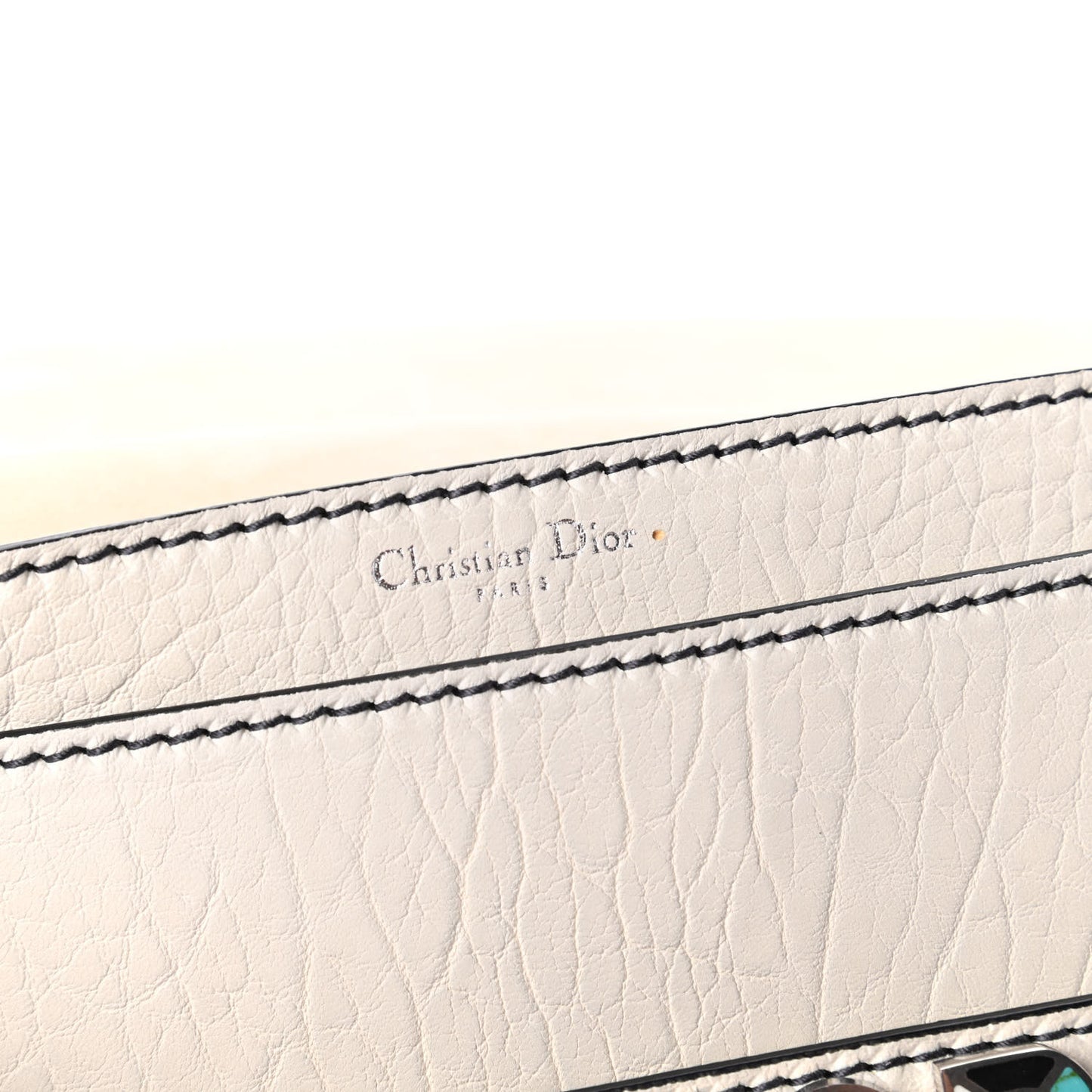 Canyon Grained Lambskin J'Adior Chain Flap Bag Off White