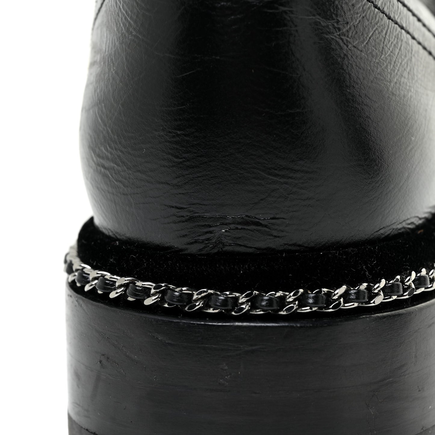 Crackled Calfskin Velvet Pearl Combat Short Boots 39 Black