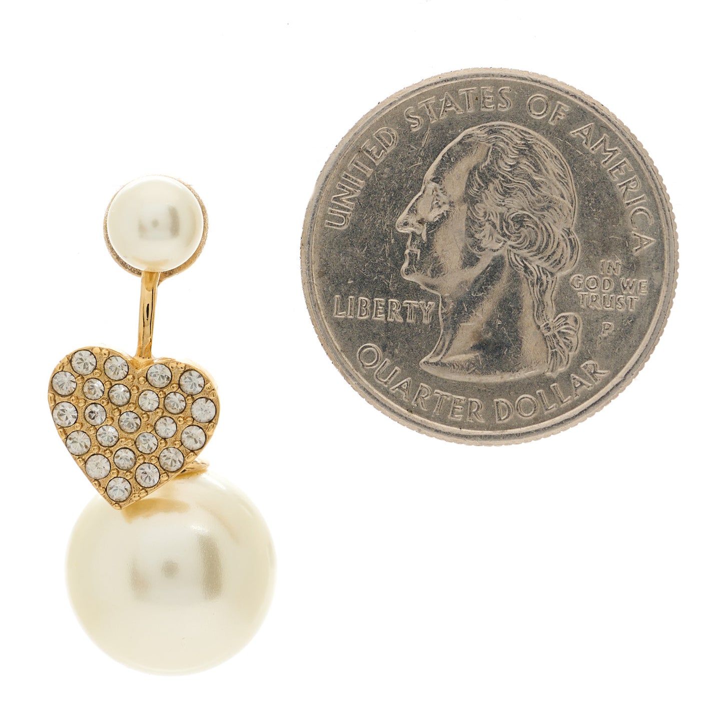 Pearl Crystal Heart Tribal Earring Gold