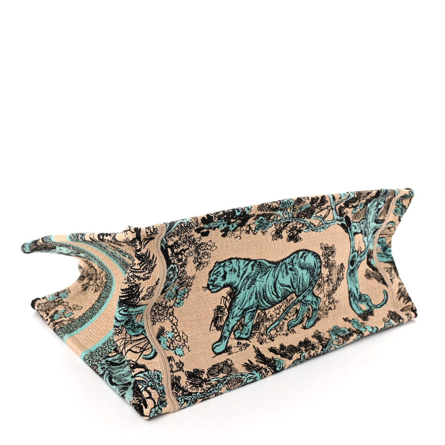 Raffia Embroidered Dioriviera Medium Book Tote Aquamarina