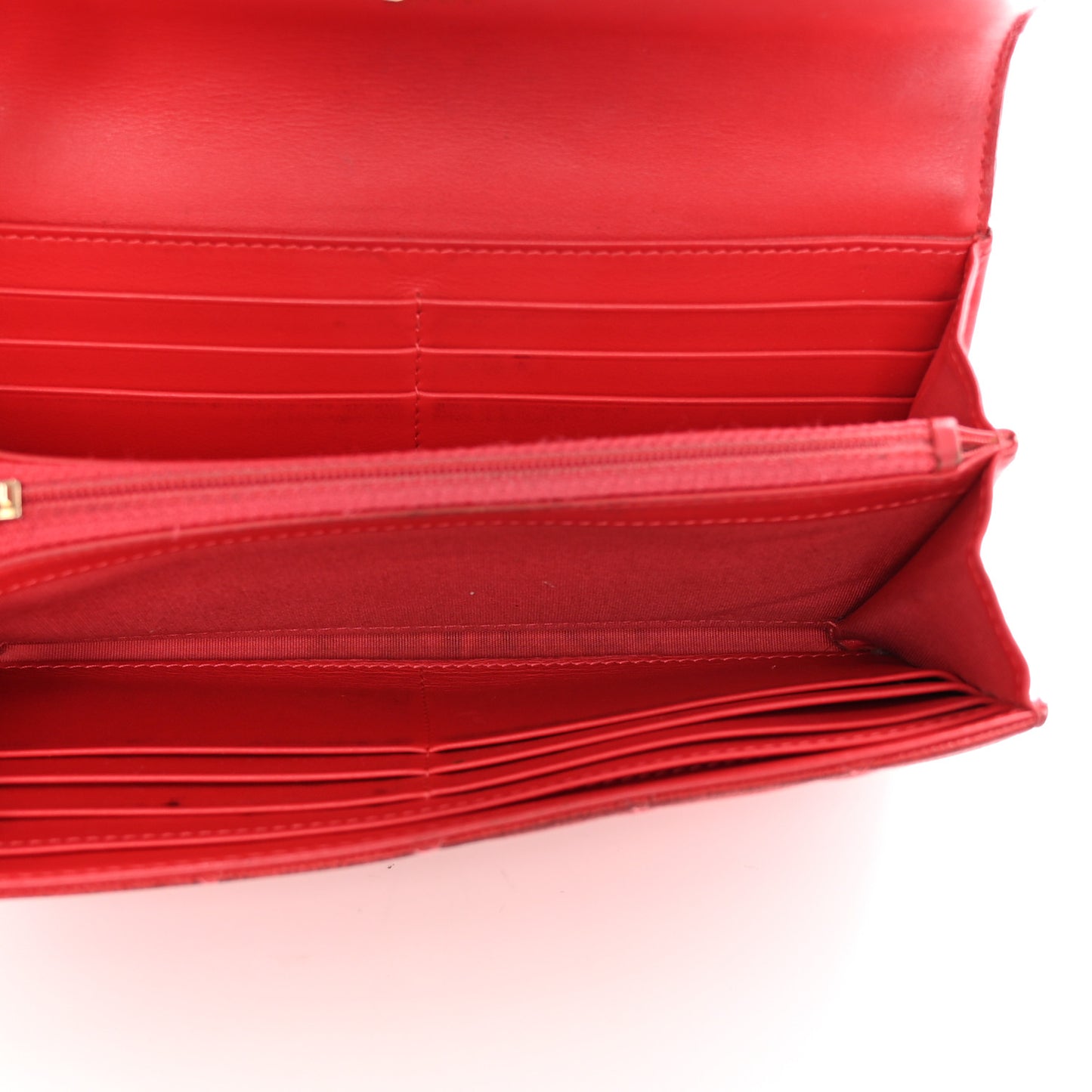 Caviar Quilted Large Filigree Gusset Flap Wallet Red