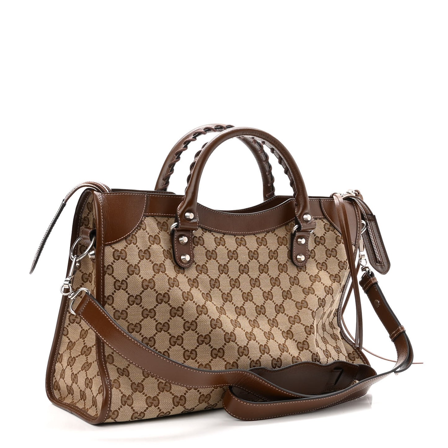X GUCCI GG Monogram Azalea Calfskin Neo Classic Silver Hardware Medium City Beige Ebony Brown Sugar