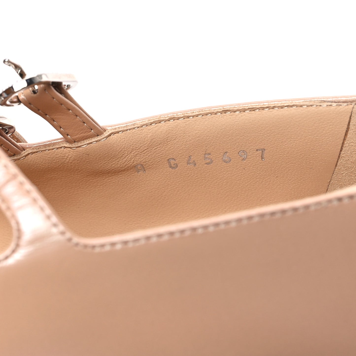 Lambskin Grosgrain Pearl Mary Jane Flats 39 Beige Black