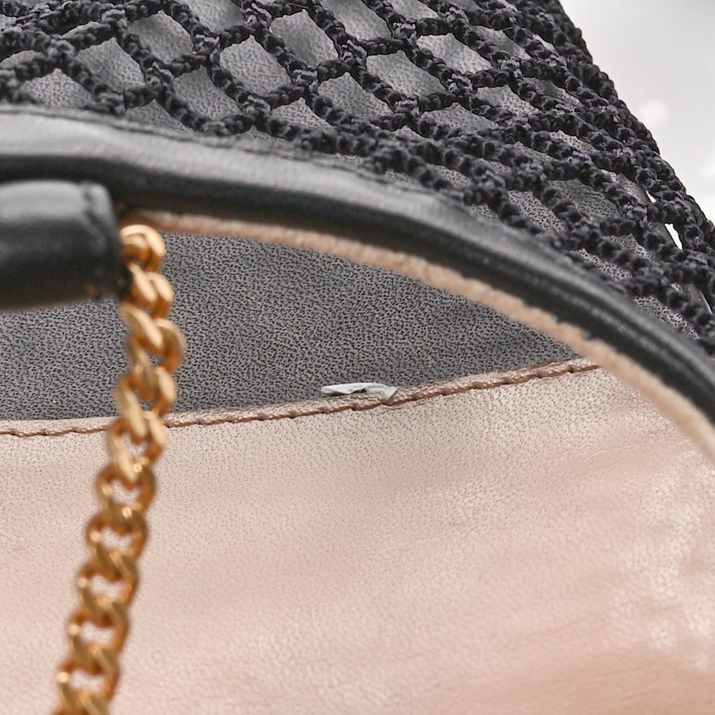 Mesh Nappa Chunky Chain Stretch Ballerina Flats 36 Black