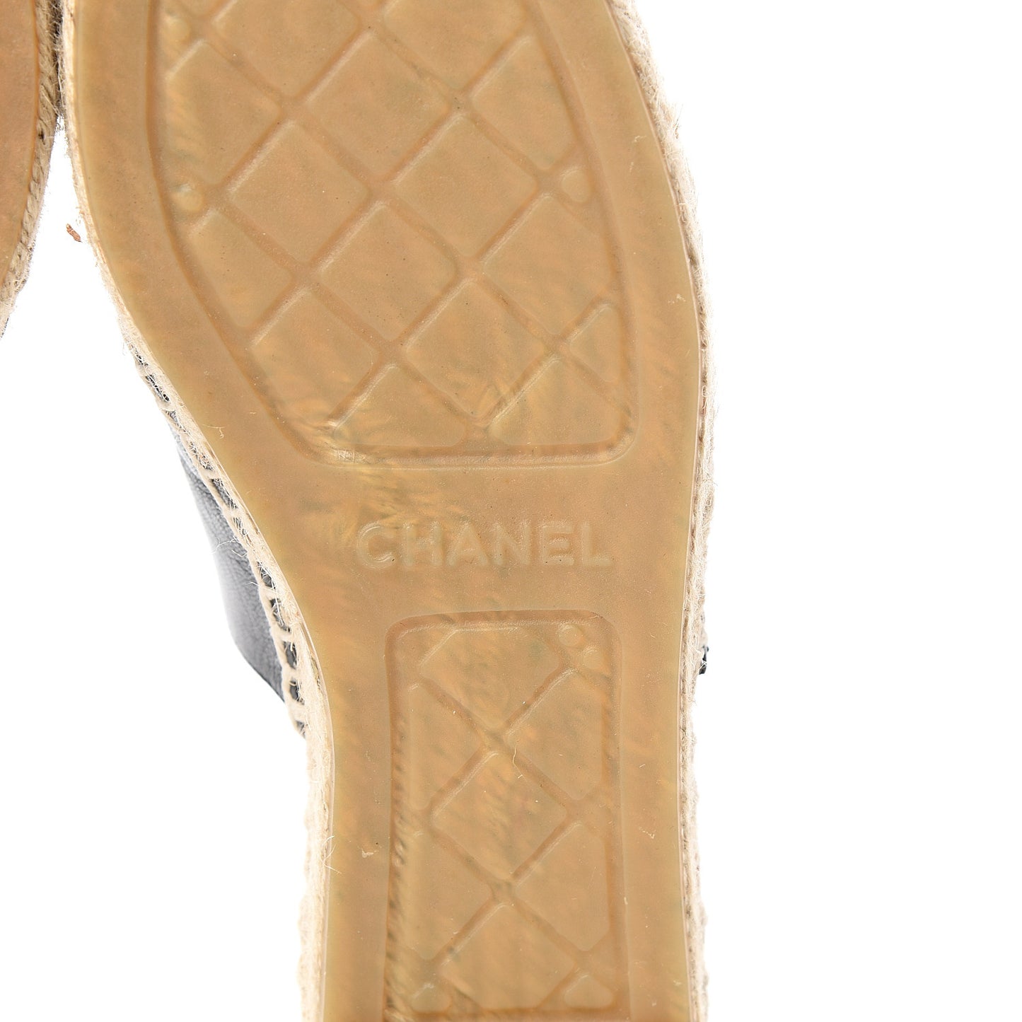Iridescent Goatskin Patent CC Espadrille Mules 36 Black