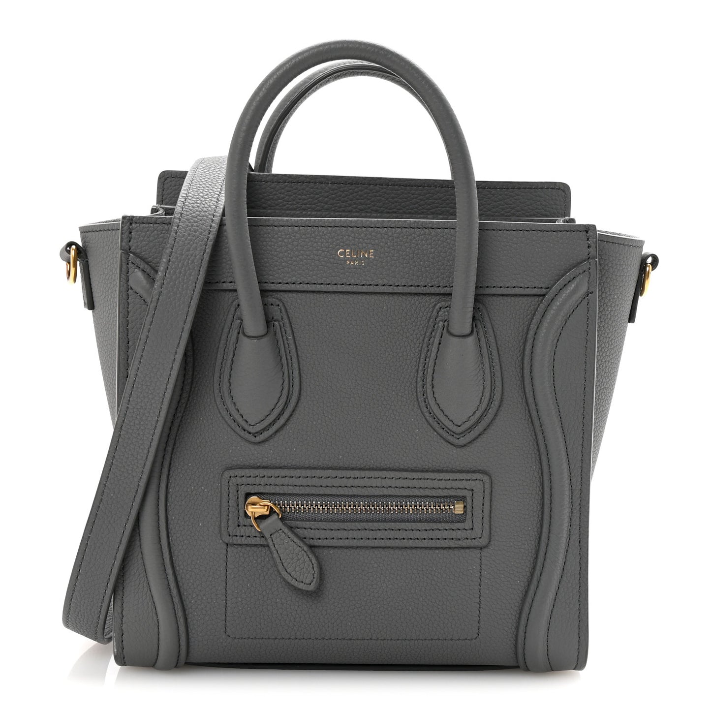 Baby Drummed Calfskin Nano Luggage Kohl