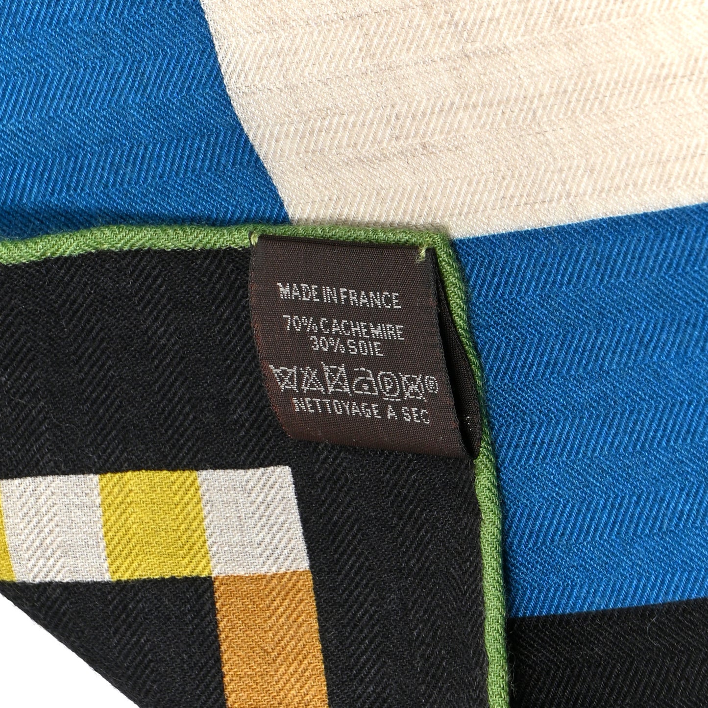 Cashmere Silk Voitures en Equilibre Shawl 140 Black Bleu Cobalt Natural