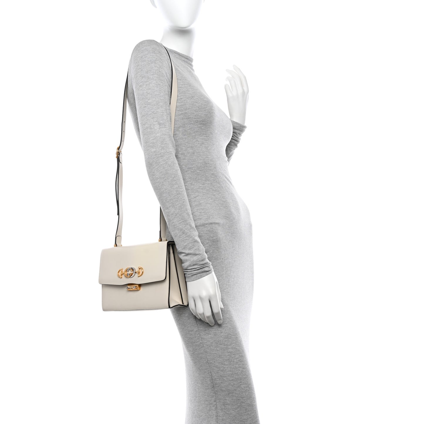 Smooth Calfskin Small Zumi Shoulder Bag Mystic White