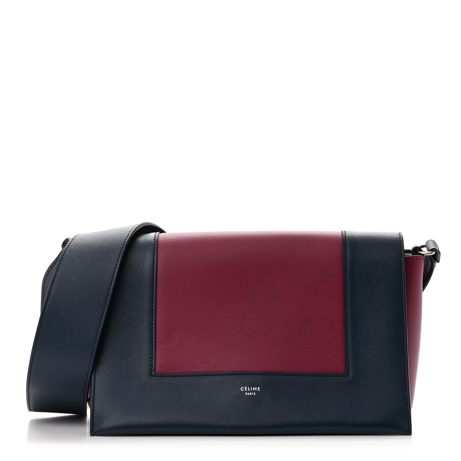 Celine Shiny Smooth Calfskin Medium Frame Shoulder Bag Steel Blue Plum 1 of 10