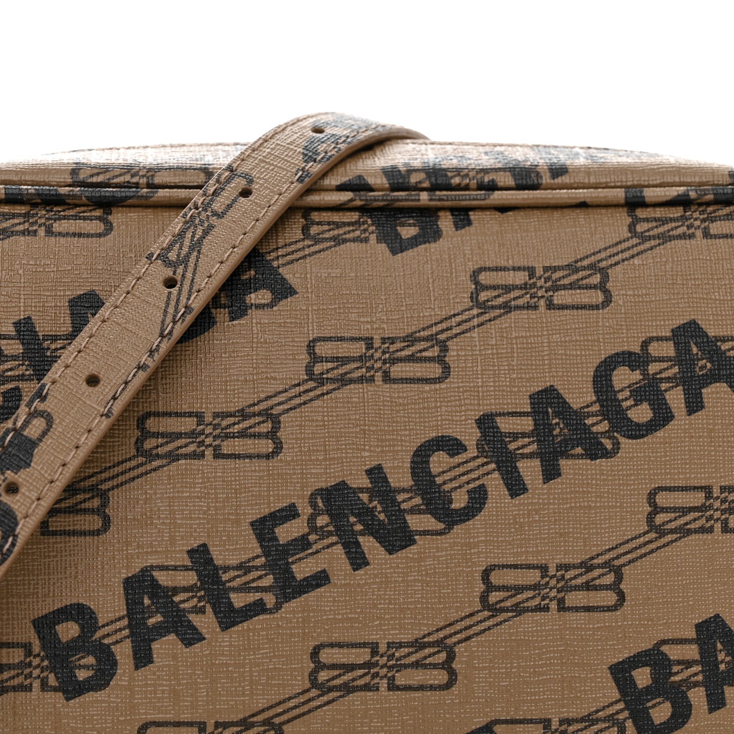 Coated Canvas BB Monogram Allover Logo Small Camera Bag Beige Brown Black
