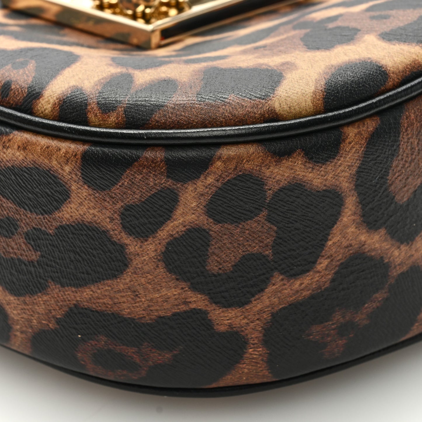 Calfskin Leopard Print Mini Carasky Shoulder Bag Black