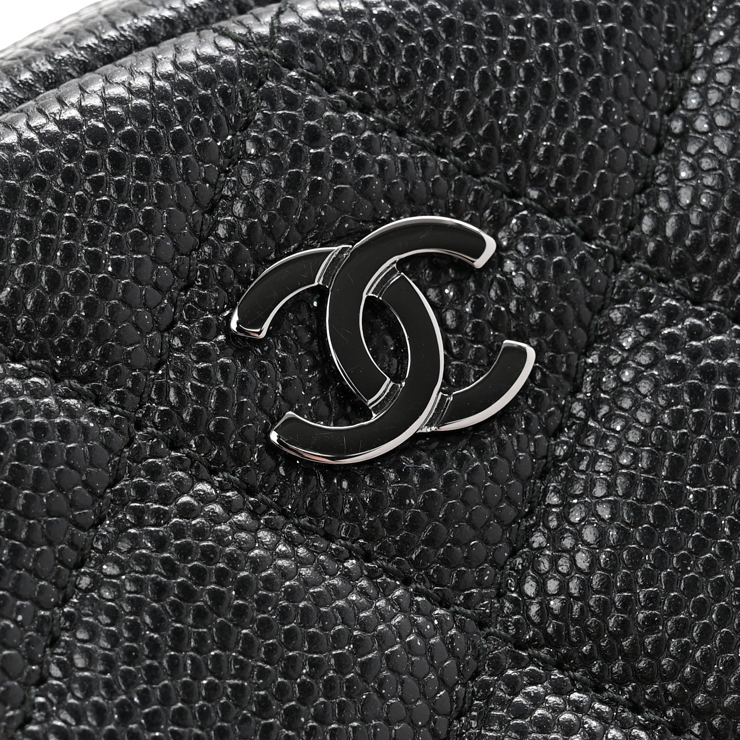 Chanel Iridescent Caviar Quilted Zip Around Classic Coin Purse Black 8 of 9