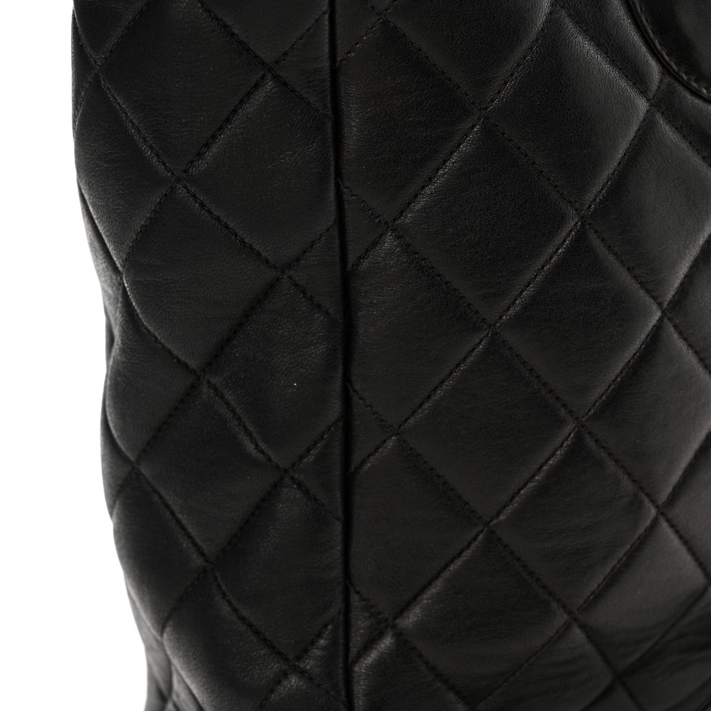 Lambskin Quilted Drawstring Backpack Black