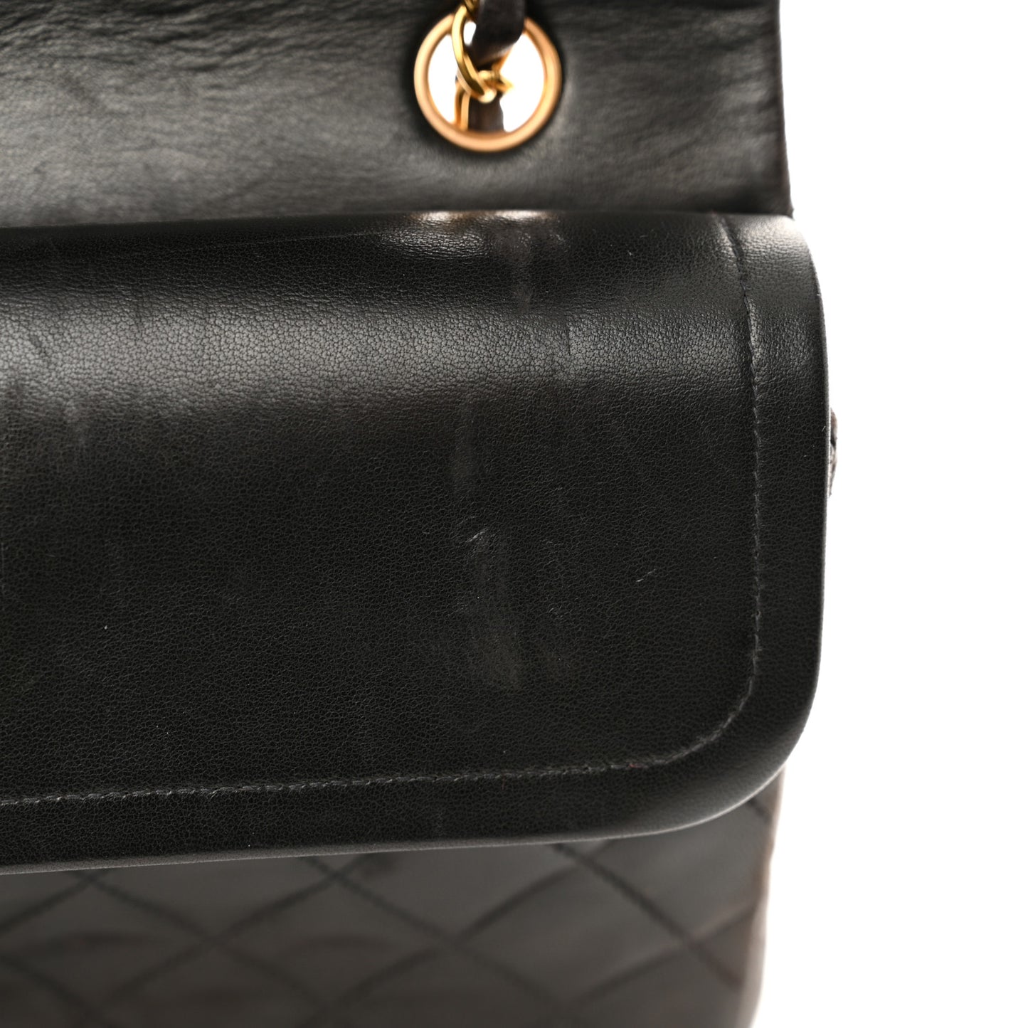 Lambskin Quilted Medium Double Flap Dark Brown