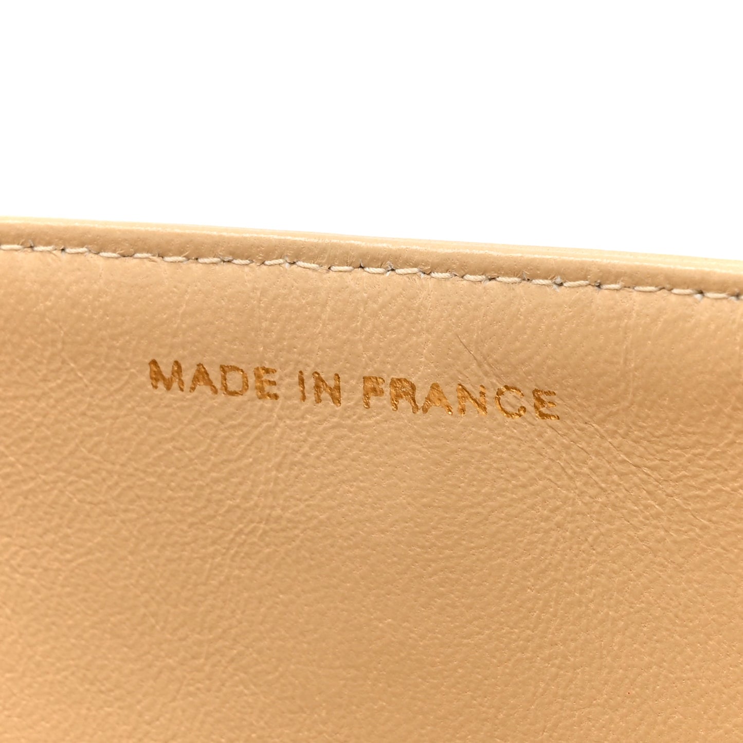 Lambskin Quilted Medium Double Flap Beige