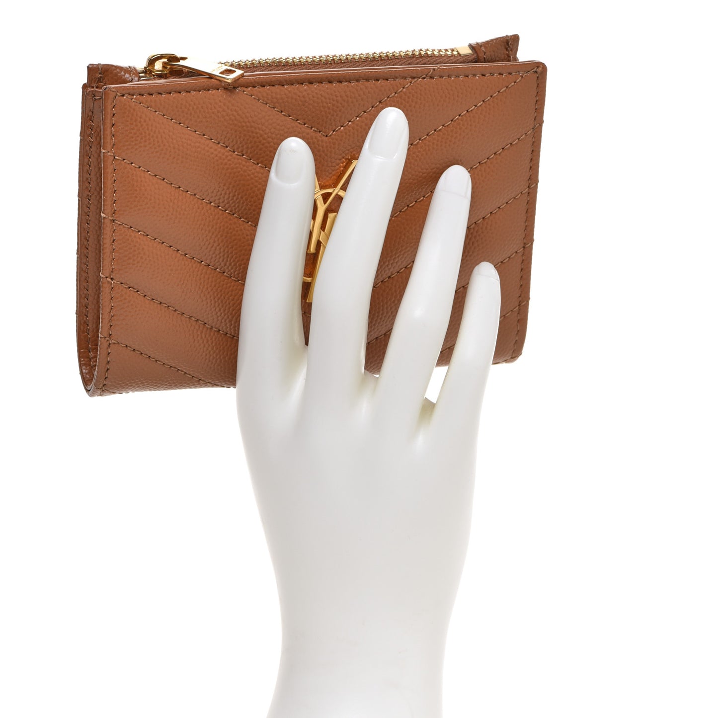 Grain De Poudre Matelasse Chevron Monogram Zipped Card Case Natural Dark