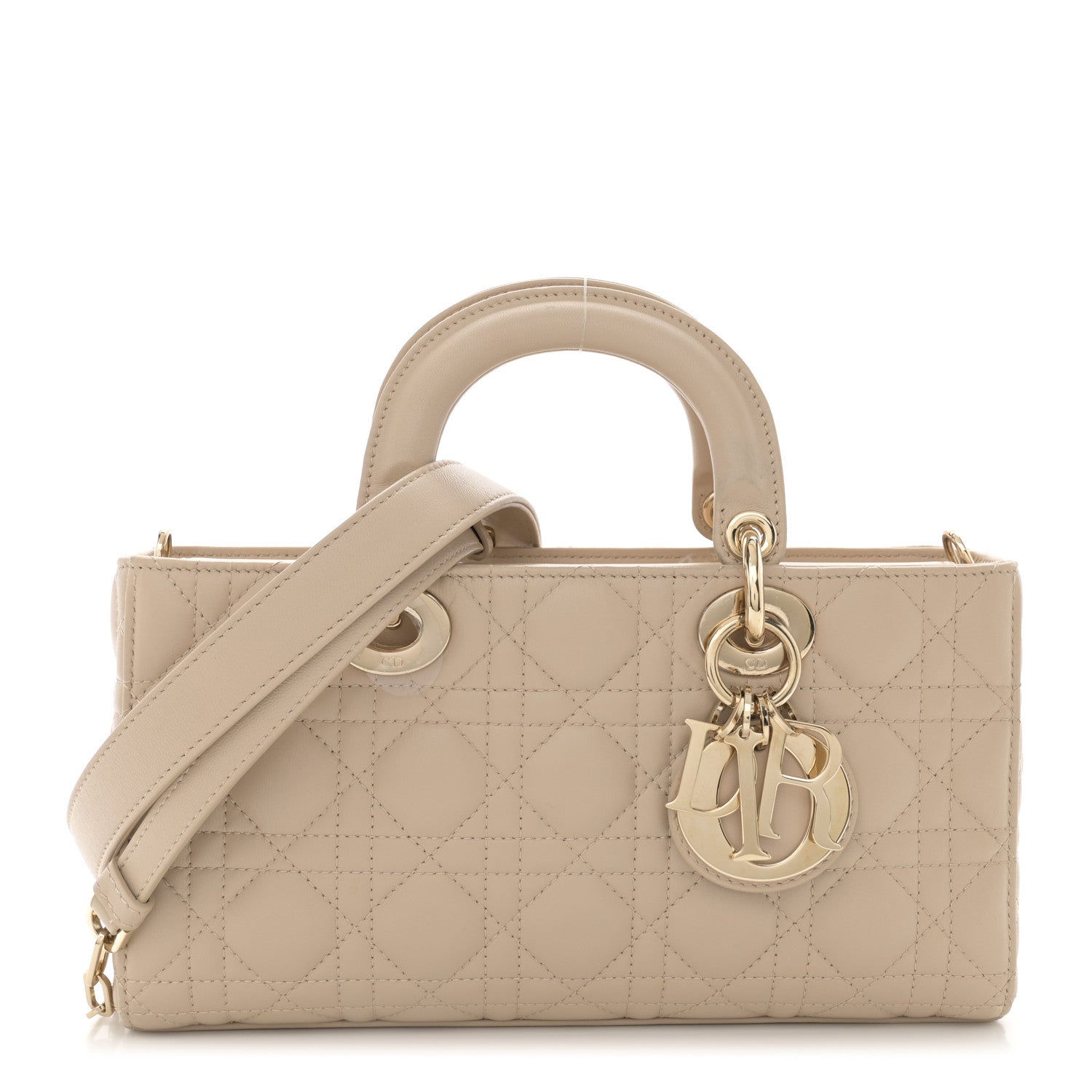 Christian Dior Lambskin Cannage Medium Lady D-Joy Sand 1 of 12