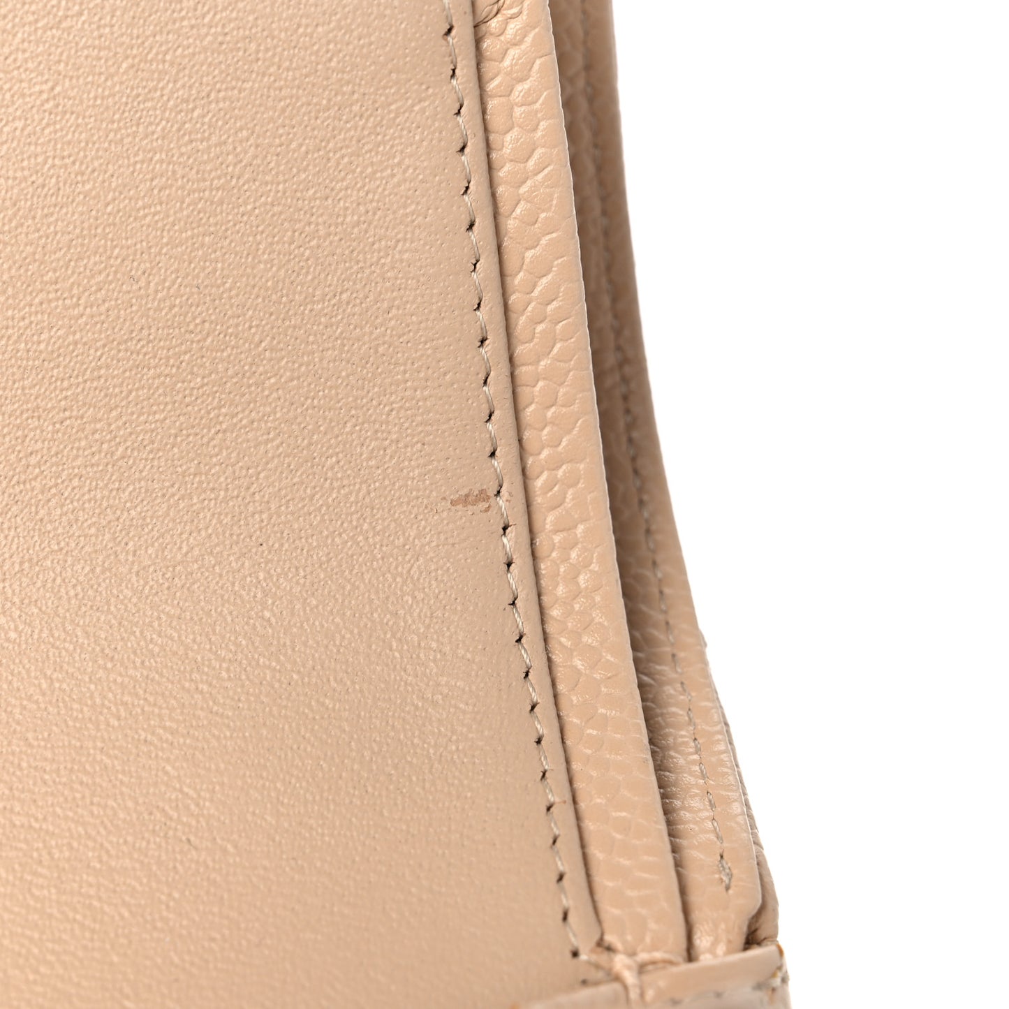 Caviar Quilted Medium Double Flap Beige