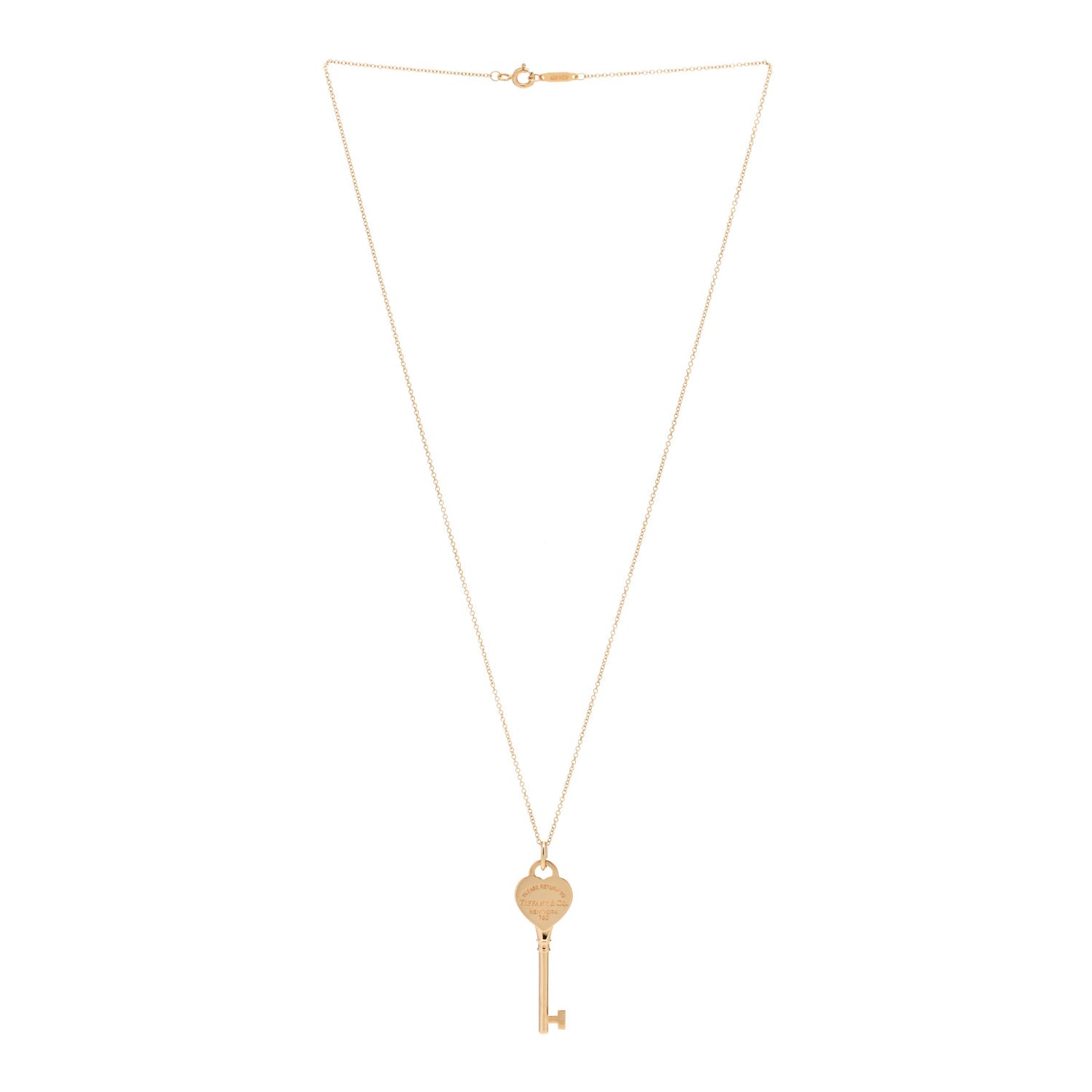 18K Rose Gold Return To Tiffany Heart Key Pendant Necklace