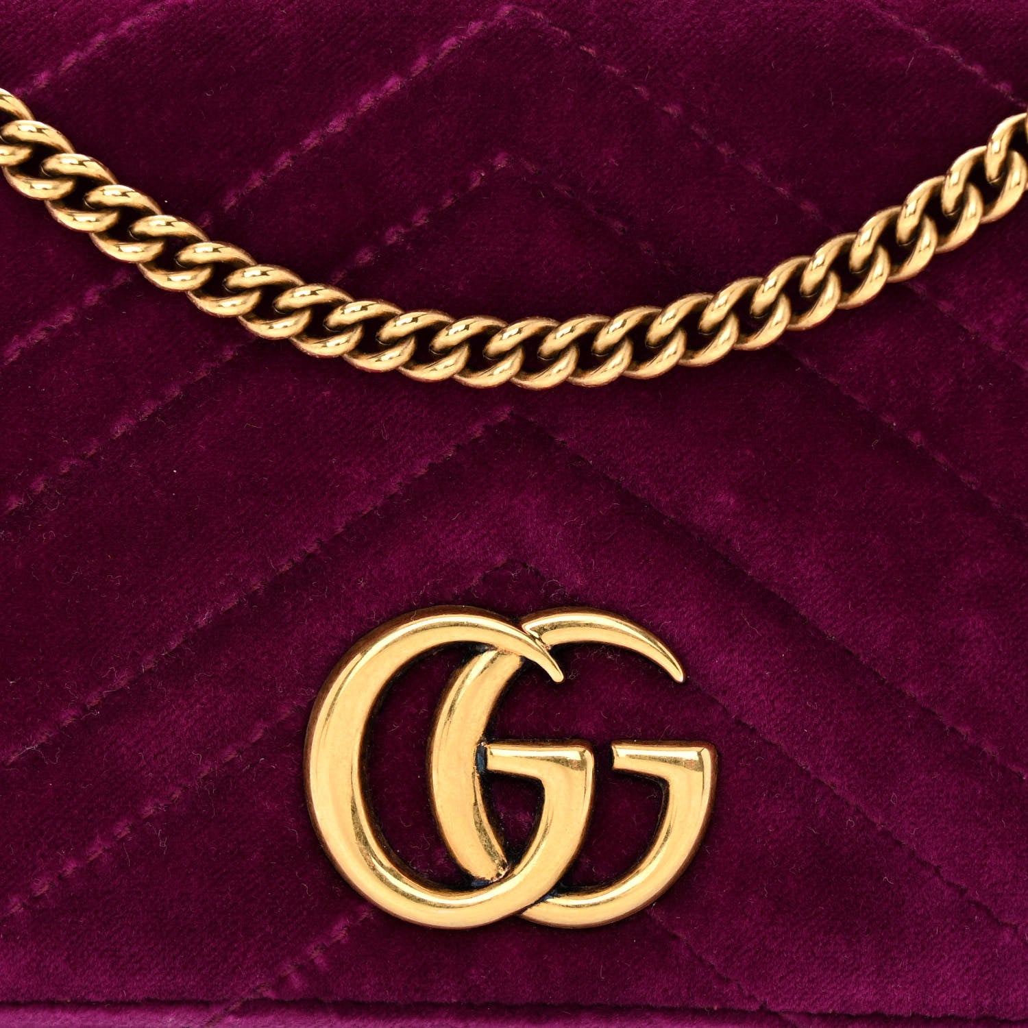 Gucci Velvet Matelasse GG Marmont Mini Bag Fuchsia Violet Cyclamen 7 of 12