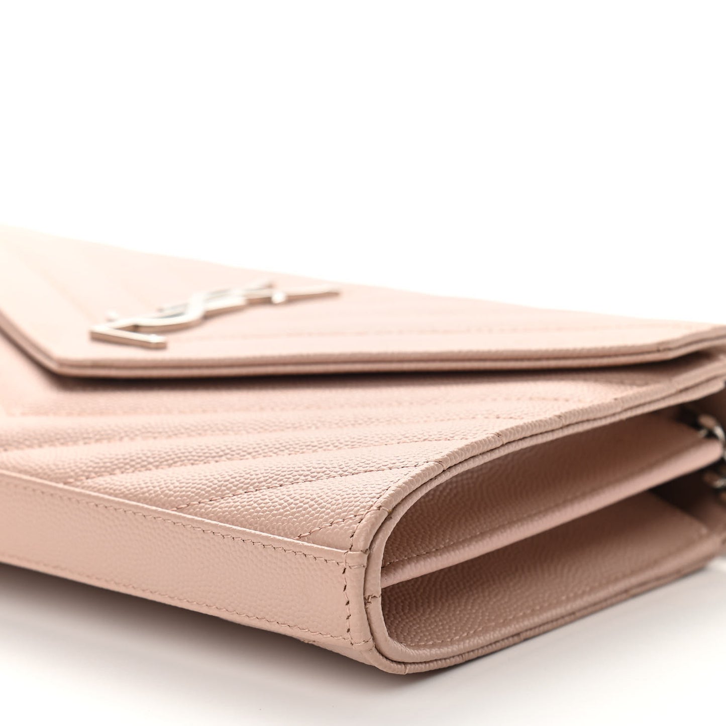 Grain De Poudre Matelasse Chevron Monogram Chain Wallet Pale Pink