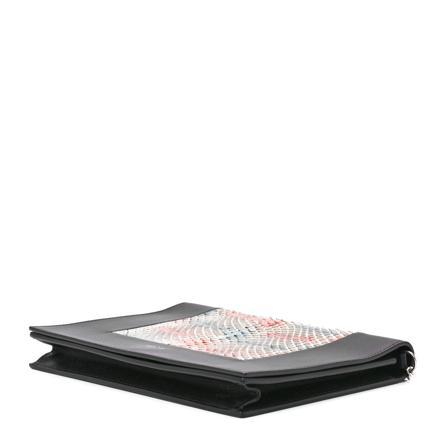 Snakeskin Smooth Lambskin Frame Evening Chain Clutch Black Multicolor