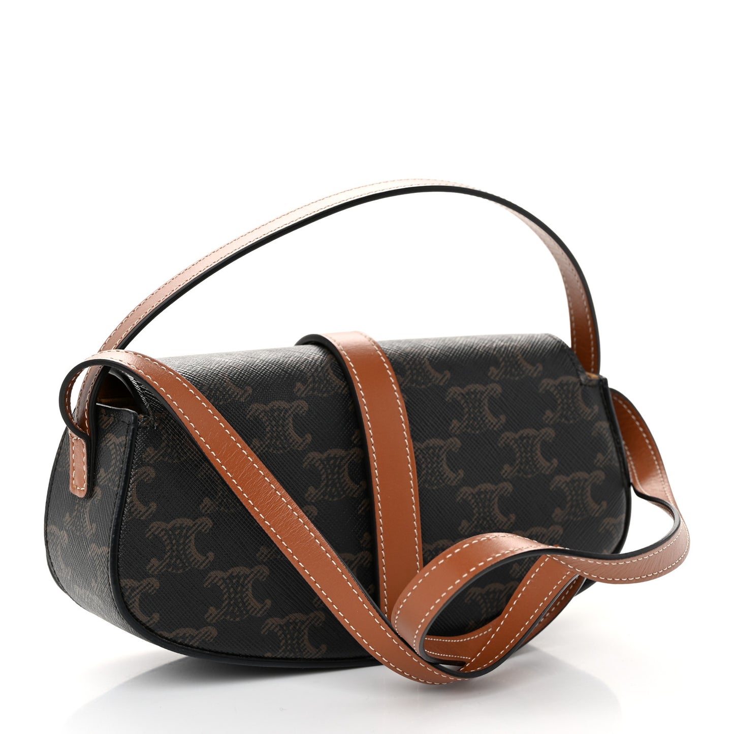 Triomphe Canvas Calfskin Tabou Clutch on Strap Tan