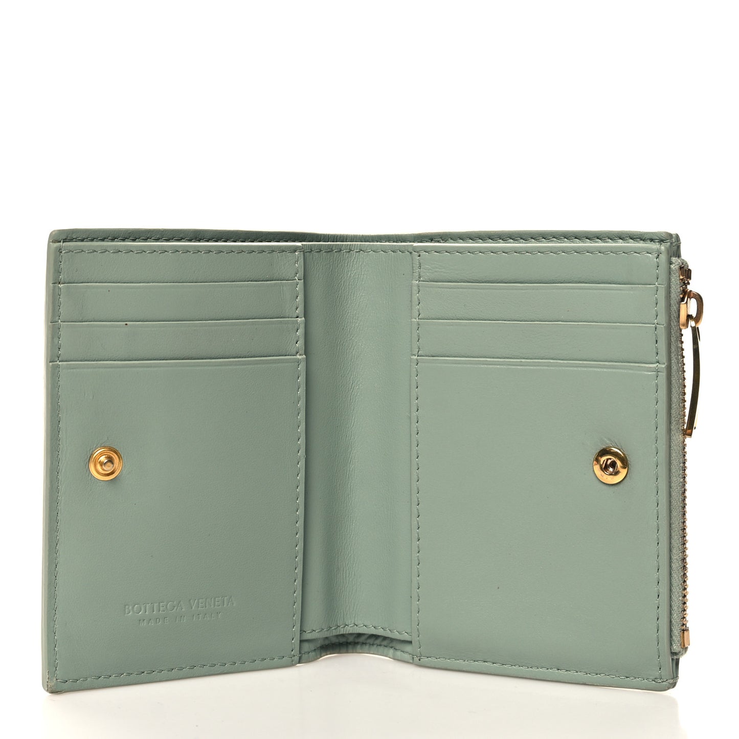 Nappa Maxi Intrecciato Bifold Zip Wallet New Sauge