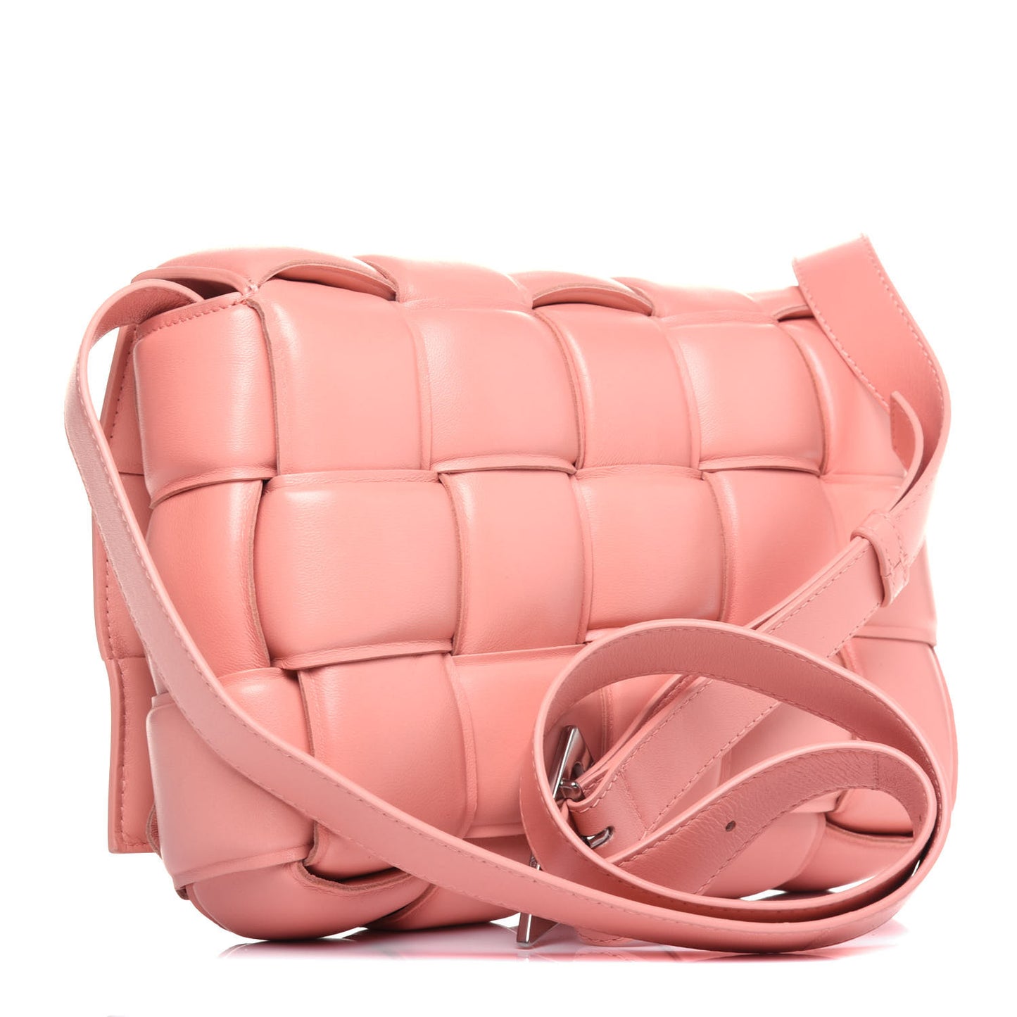 Nappa Maxi Intreccio Padded Cassette Crossbody Bag Peachy