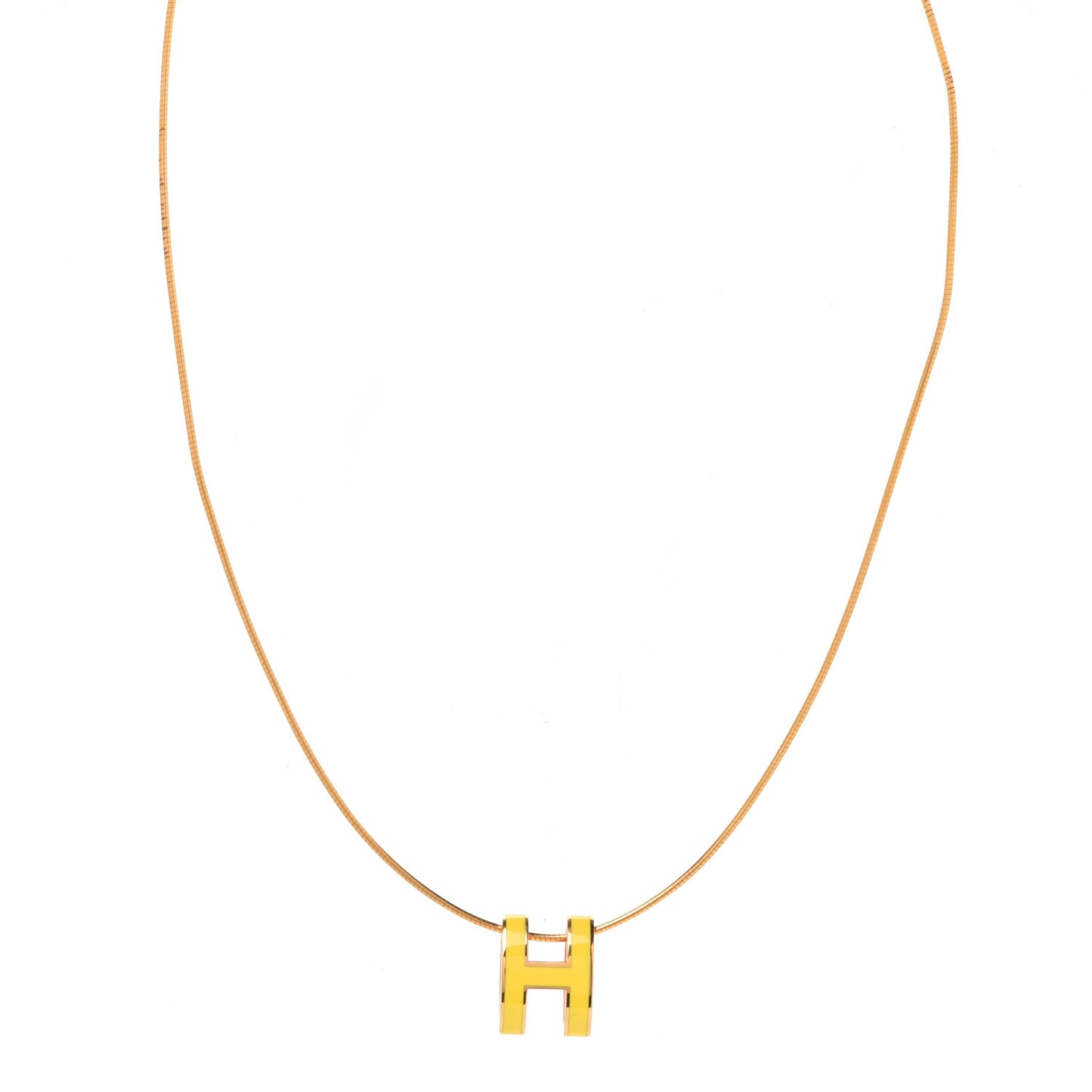 Lacquered Gold Pop H Pendant Necklace Naples Yellow
