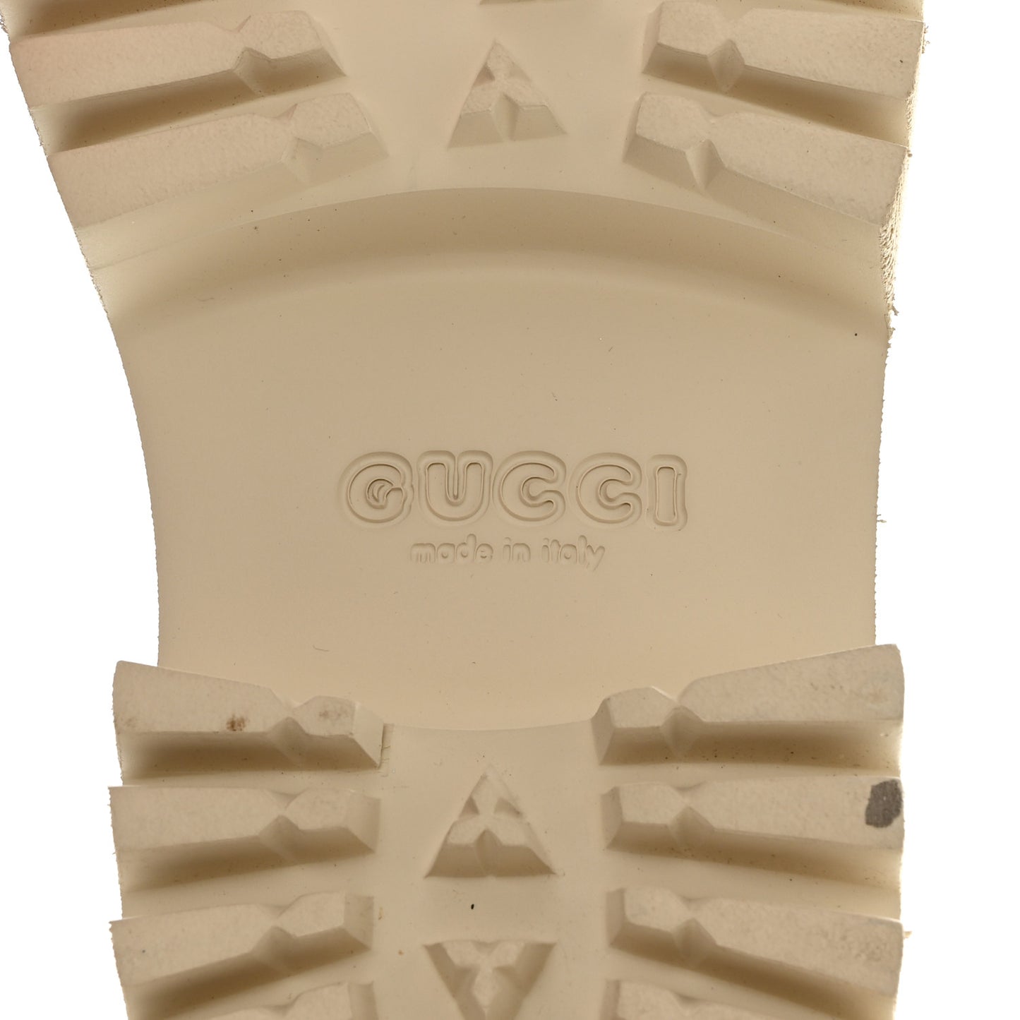 Rubber GG Monogram Perforated Elea Platform 55mm Lug Sole Sandals 37 Mystic White