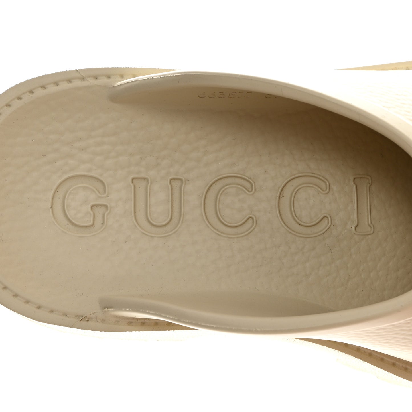 Rubber GG Monogram Perforated Elea Platform 55mm Lug Sole Sandals 37 Mystic White