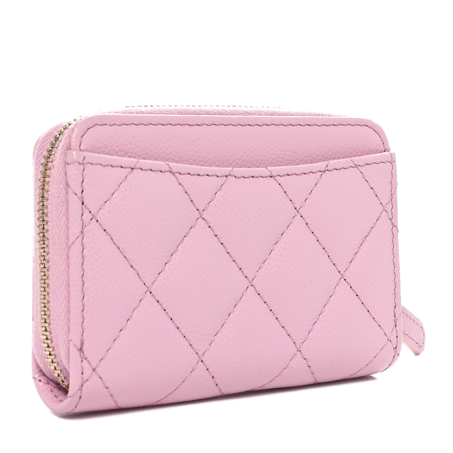Caviar Quilted Zip Coin Purse Light Pink