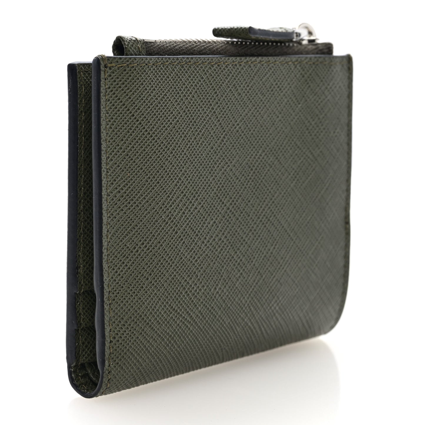 Saffiano Zip Top Compact Wallet Dark Green