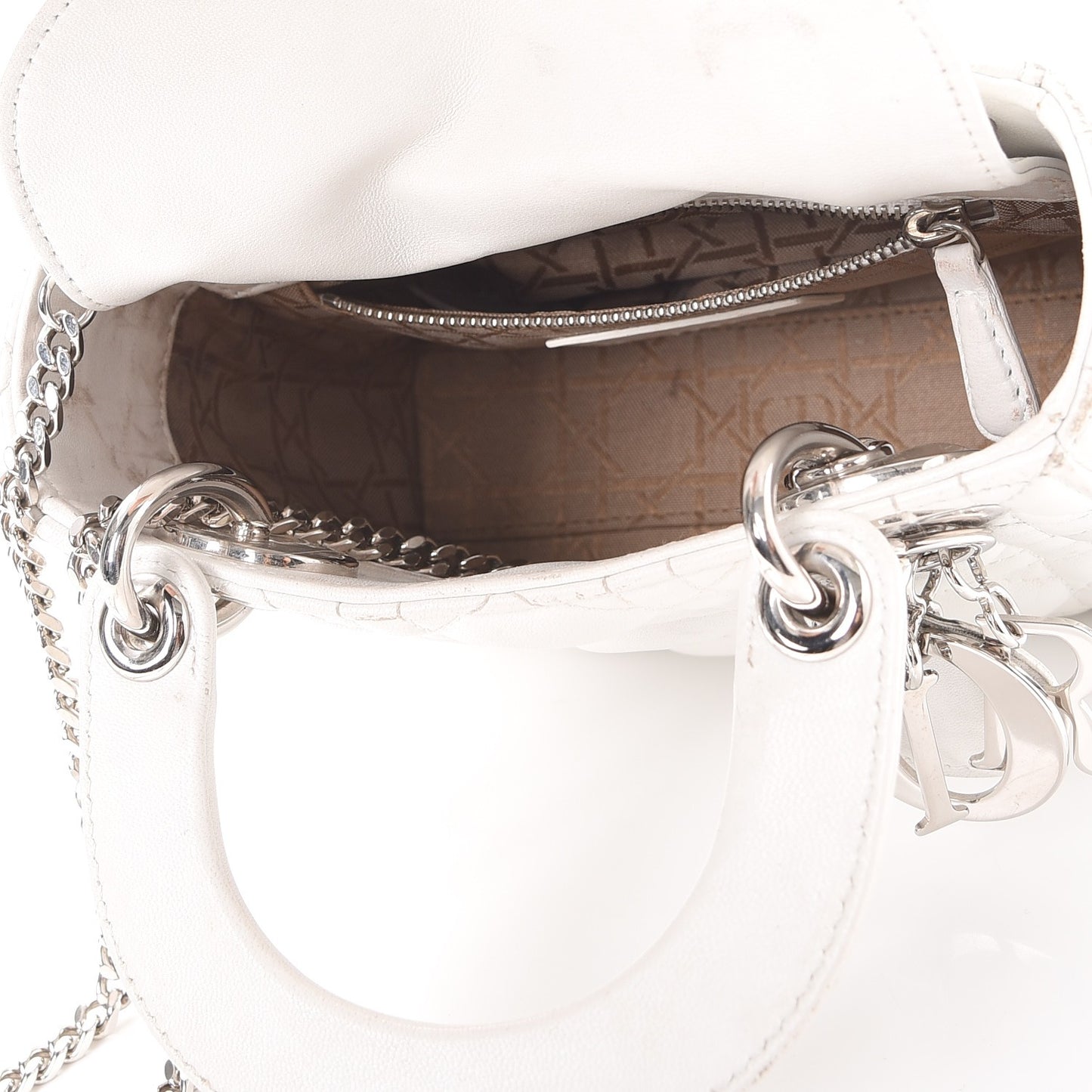 Lambskin Cannage Mini Lady Dior White