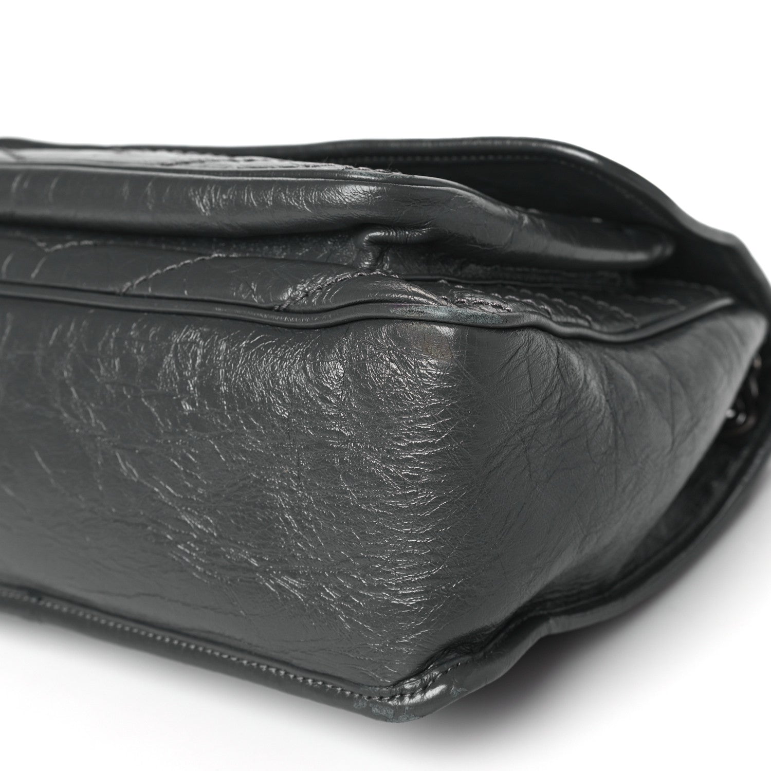Saint Laurent Crinkled Calfskin Matelasse Monogram Medium Niki Chain Satchel Storm 10 of 10