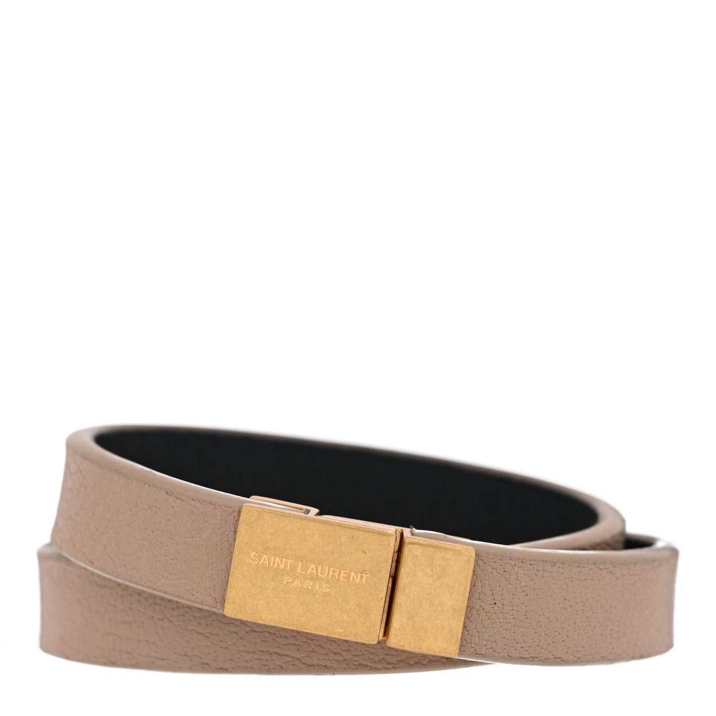 Calfskin Opyum Double Wrap Bracelet S Dark Beige