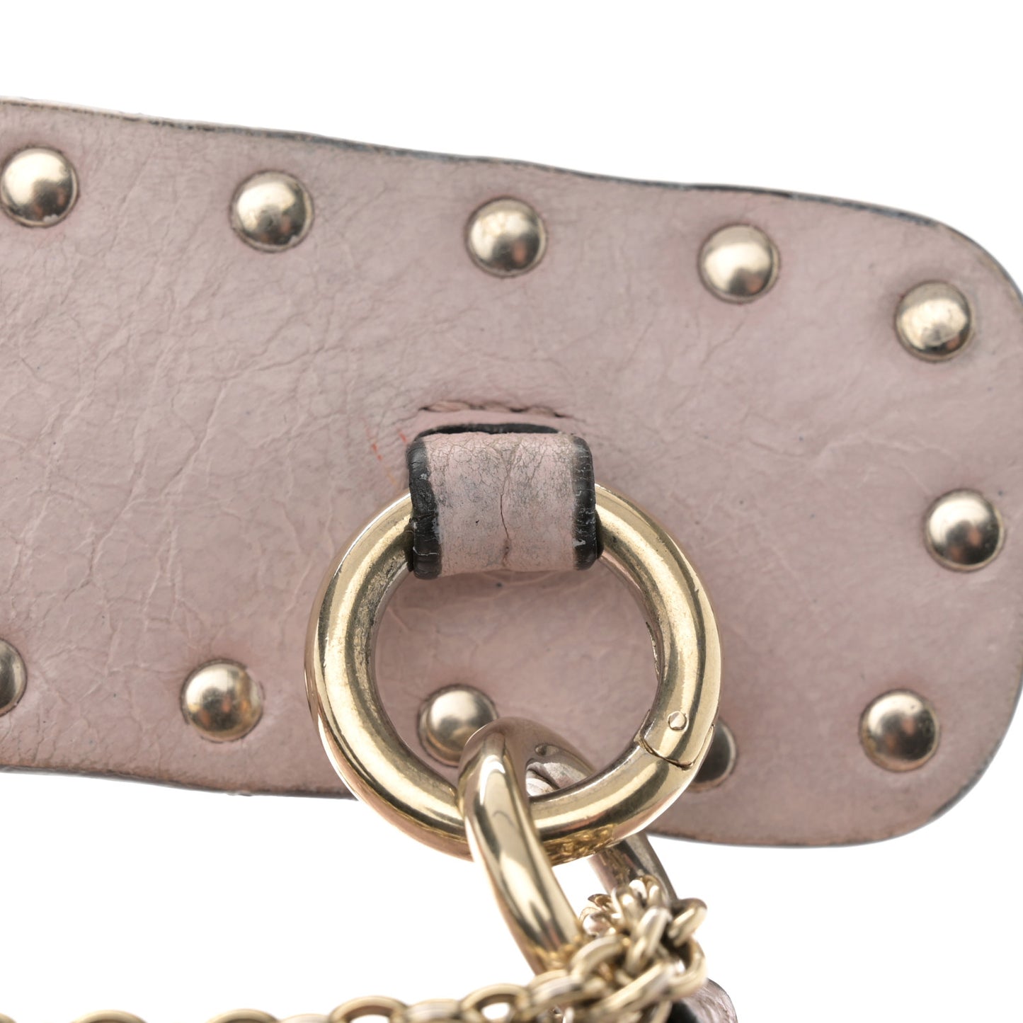 Craquele Nappa Small Rockstud Spike Shoulder Bag Water Rose
