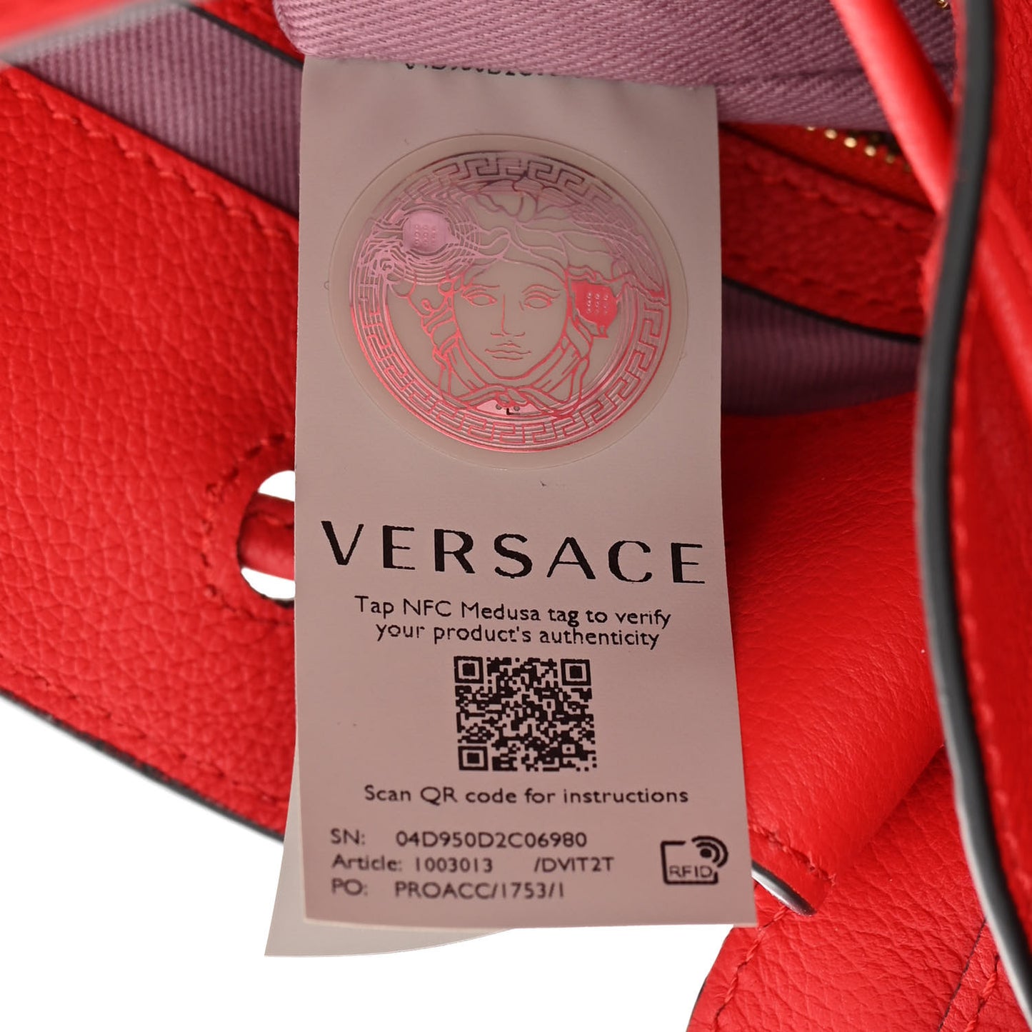 Grained Calfskin La Medusa Bucket Bag Red