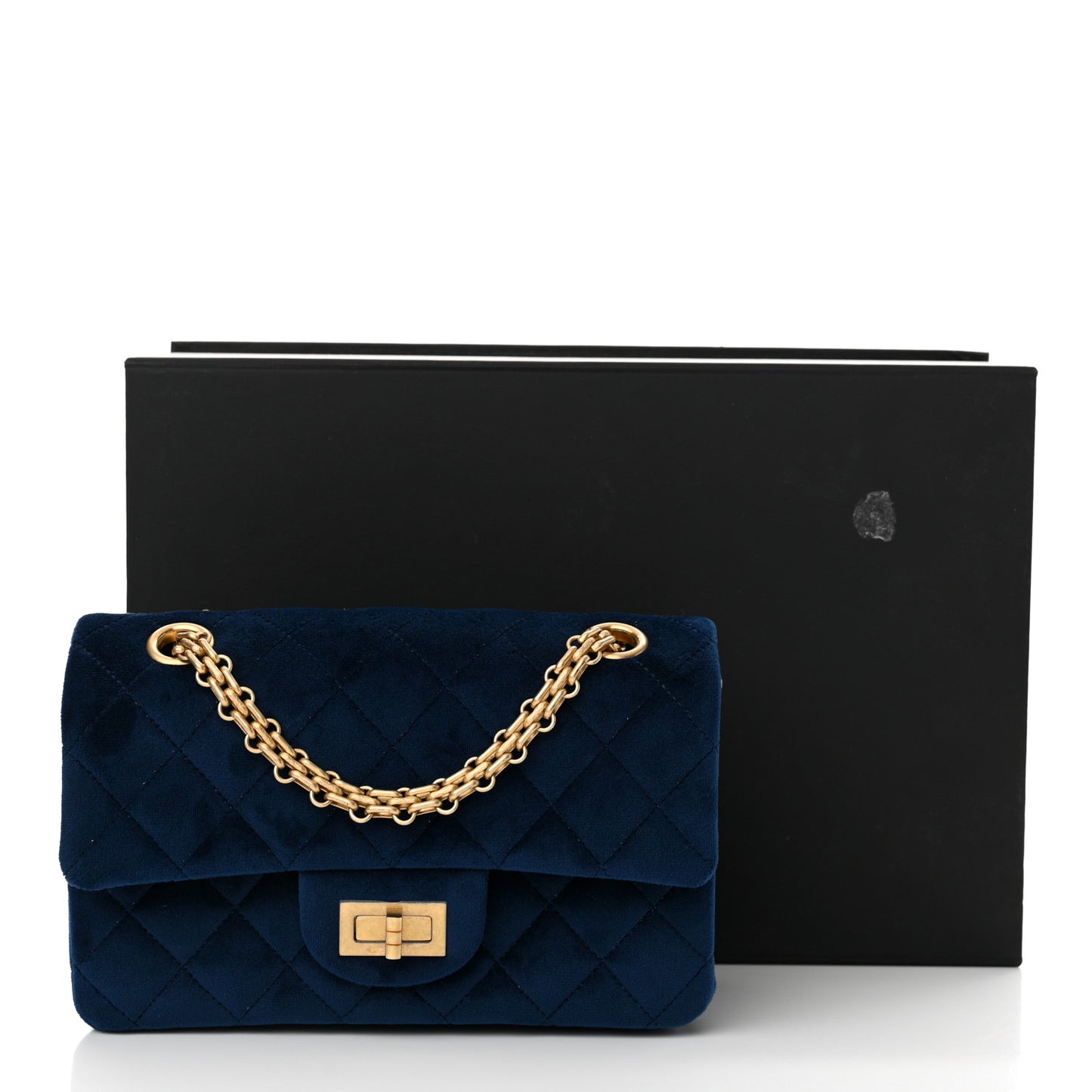 Velvet Quilted Mini 2.55 Reissue Flap Blue