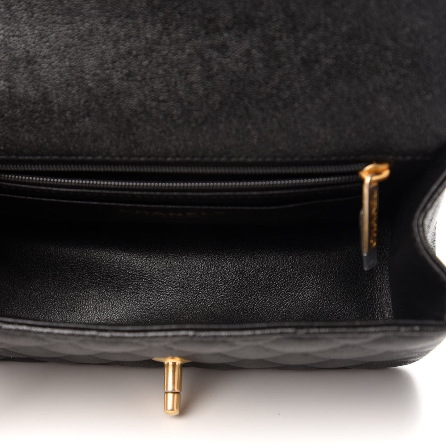 Caviar Quilted Mini Top Handle Rectangular Flap Black