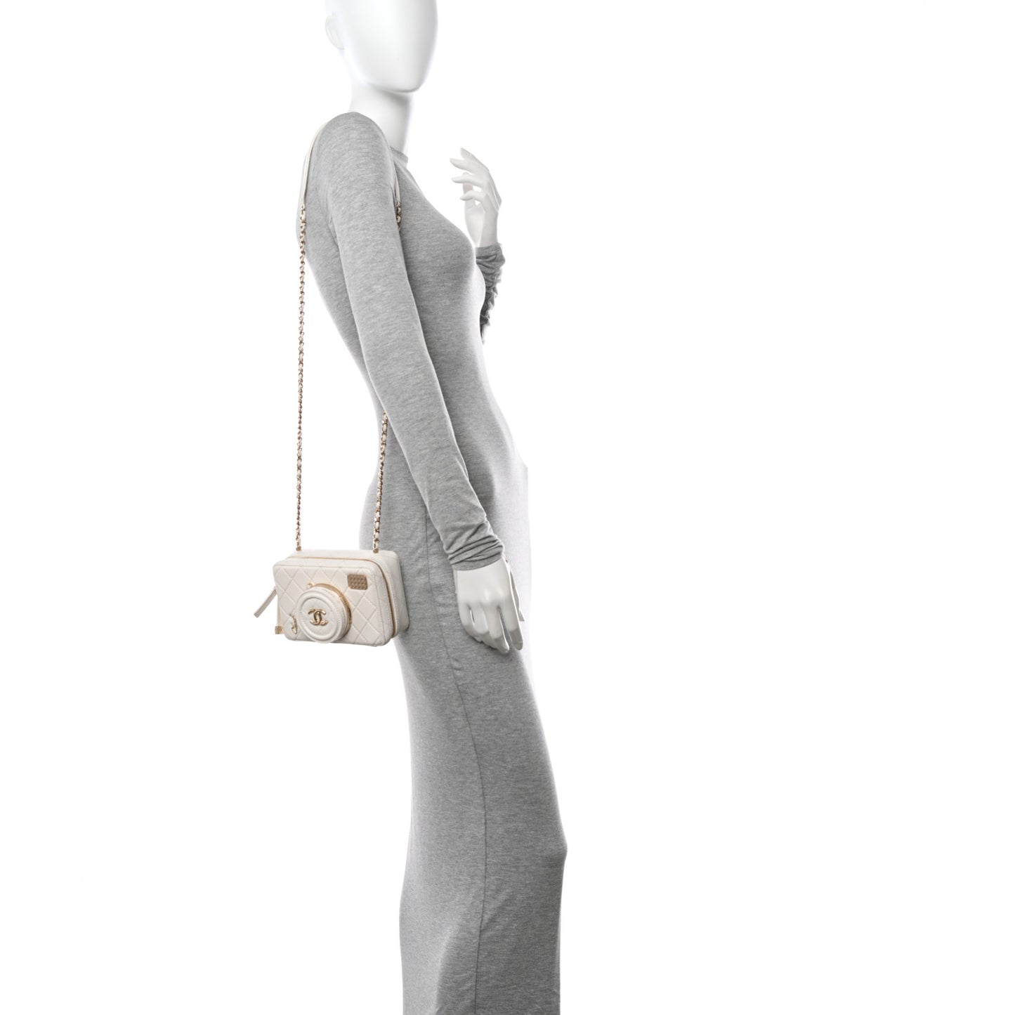 Lambskin Quilted Coco Click Bag White